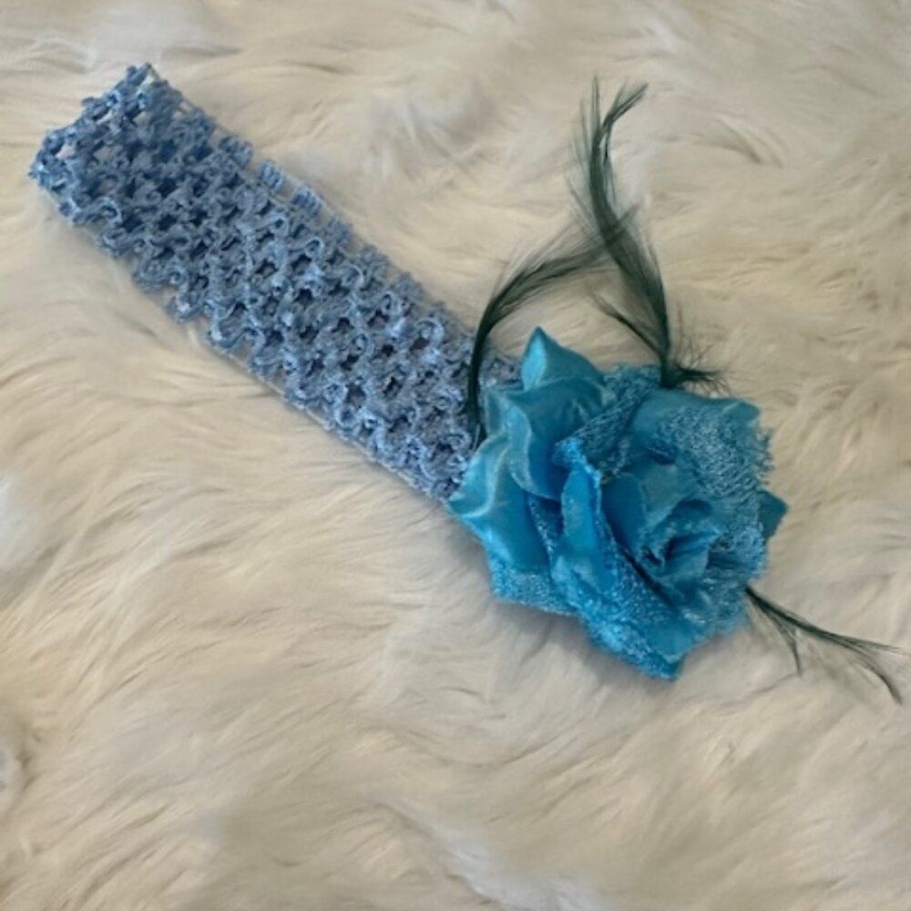 Blue Flower Daisy on a Waffle Headband   7931 Handmade NWT Boutique